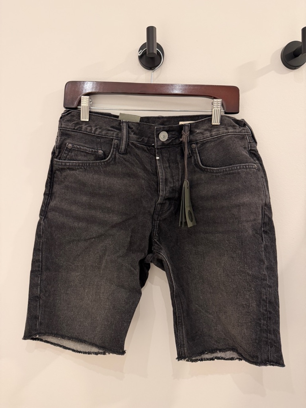 All Saints Black Washed Denim Cutoff Shorts